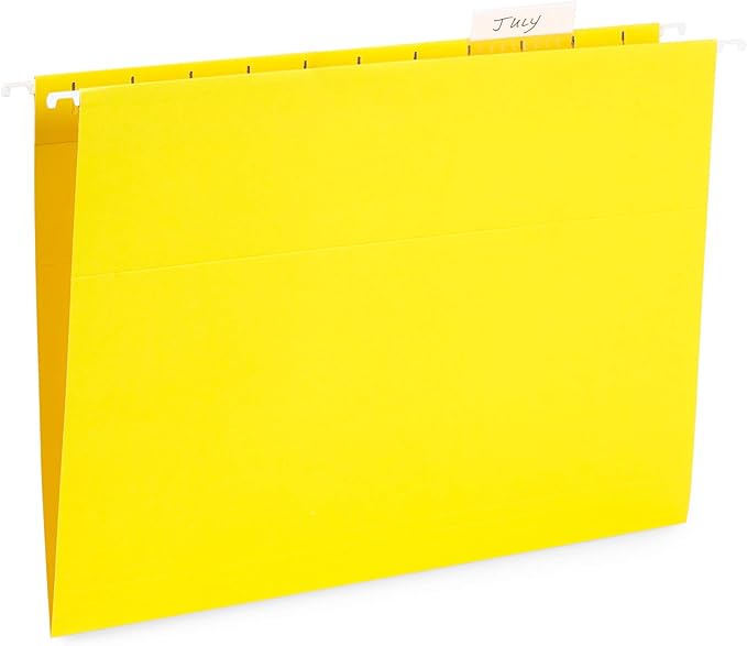 Blue Summit Supplies Hanging File Folders, 25 Reinforced Hang Folders, Designed for Home and Office Color Coded File Organization, Letter Size, Yellow, 25 Pack-NeatNest