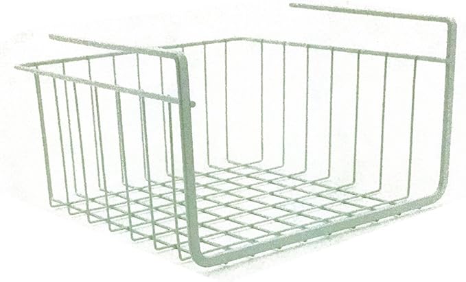 Under Shelf Wire Storage Baskets – Hanging Organizer Rack for Cabinet, Pantry, or Closet – White Metal Basket for Kitchen, Towels, or Office – No Tools Required (11")-NeatNest