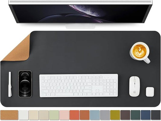 Cork Desk Mat - Dual-Sided Desk Pad for Office and Home - Desk Organization and Accessories - Ideal for Large Mouse Pad and Desk Mats on Top of Desks(Black,90cmx 43cm)-NeatNest