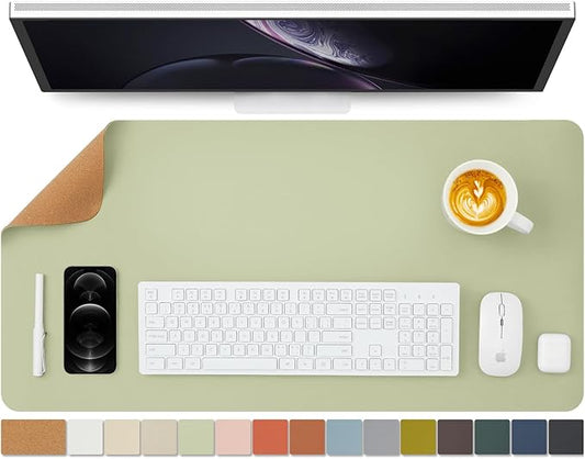 Cork Desk Mat - Dual-Sided Desk Pad for Office and Home - Desk Organization and Accessories - Ideal for Large Mouse Pad and Desk Mats on Top of Desks(Light Green,80cmx 40cm)-NeatNest
