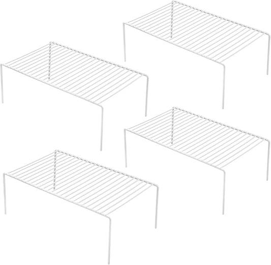 iPEGTOP Large (15.7 x 9.4 Inch) Kitchen Freezer Cabinet Storage Shelf, Set of 4 Rustproof Metal Wire Shelves Spice Shelf Rack Cupboard Organizer for Fridge Pantries Countertops Utensils, White-NeatNest