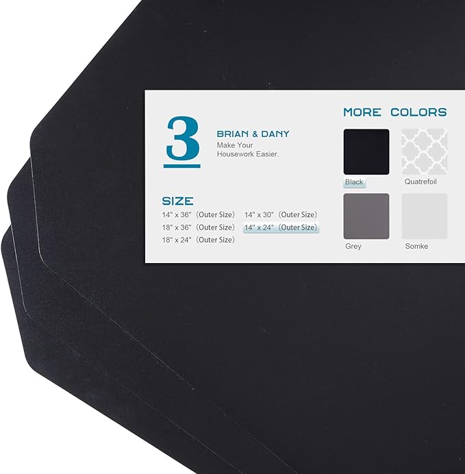 BRIAN & DANY Wire Shelf Liner 14" X 24", Heavy Duty Shelf Liners for Wire Shelving, Waterproof Protector Mats, Set of 3, Black-NeatNest