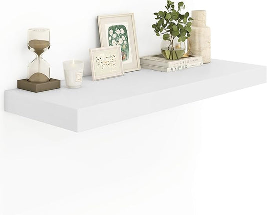 Heimlove White Bathroom Shelves Floating Shelves for Wall Shelf Over Toilet Long Wall Mounted Modern Farmhouse,48 x 12 Shelves with Invisible Brackets for Living Room, Kitchen, Bedroom-NeatNest