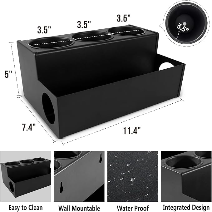 Hair Dryer Holder for Bathroom, Wall-Mounted Stainless Steel Hair Tools Organizer & Makeup Storage Space Saving Countertop Tray, Bathtub Organizer for Curling Irons, Bathtub Organizer