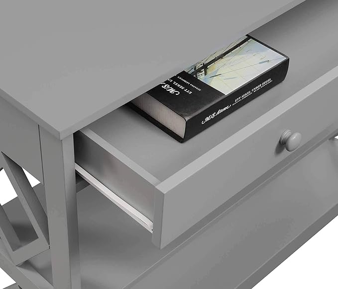 Convenience Concepts Diamond 1 Drawer Console Table, Gray-NeatNest