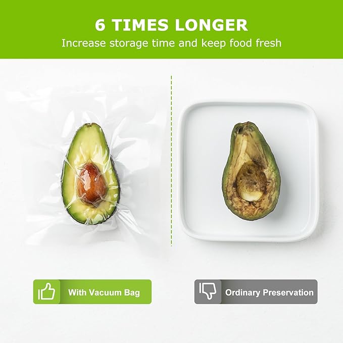 Bonsenkitchen Vacuum Sealer Bags, 50 Quart 8" x 12" Precut Food Sealer Bags, Commercial Grade, BPA Free, Heavy Duty, Customized Size Vacuum Bags for Vac Storage, Meal Prep or Sous Vide Cooking, VB12-NeatNest