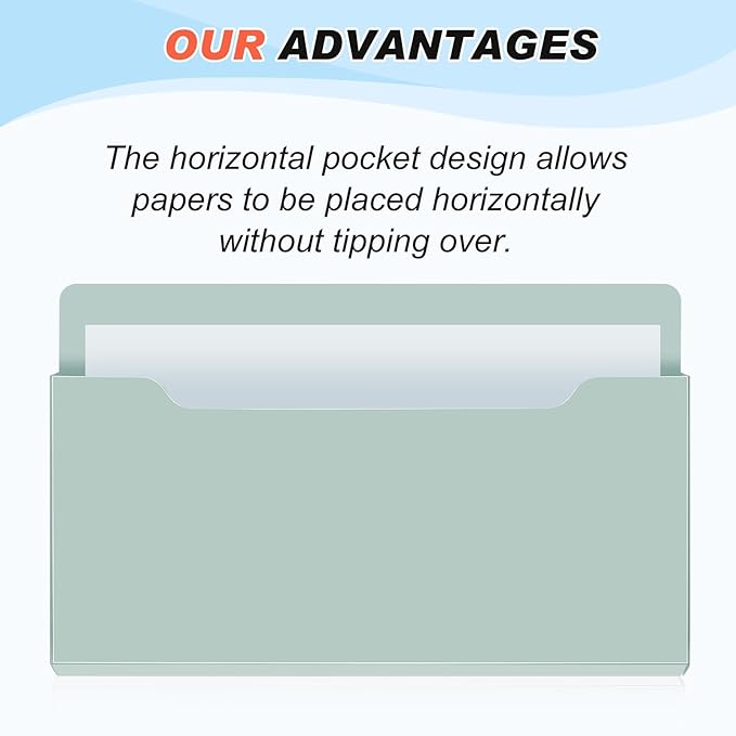 Fuutreo 6 Pcs Magnetic Wall File Organizer Magnetic Wall File Holder Refrigerator Magazine Holder for Mail Letters Paper(Light Vintage,8.3 x 13.8 Inch,Horizontal)