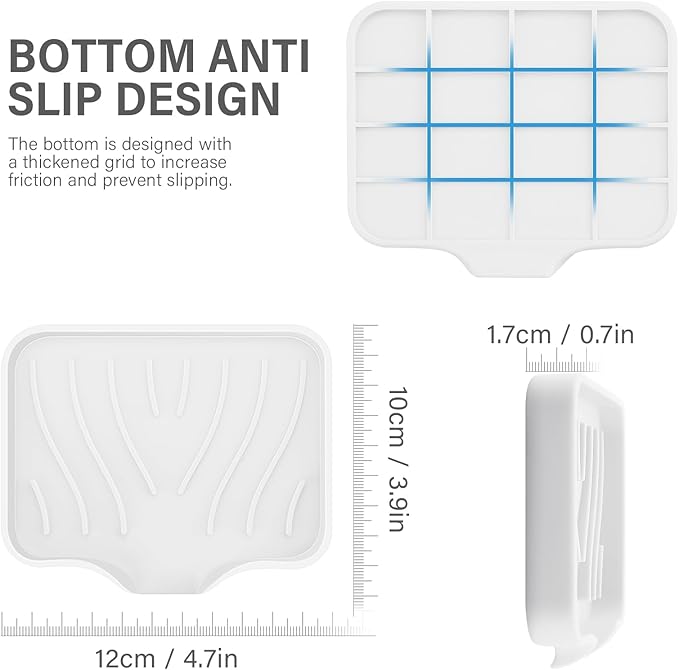 2PCS Self Draining Soap Holder,Spofit Silicone Soap Dish, Suitable for for Kitchen, Bathroom, Shower, Bath Tub,Soap Container (White)-NeatNest