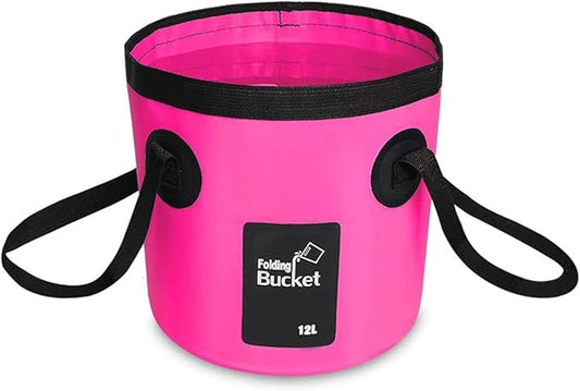 BANCHELLE Collapsible Bucket Water Container Portable Folding Camp Wash Basin for Outdoor Traveling Hiking Fishing Car Washing Gardening Camping (Pink, 12L)-NeatNest