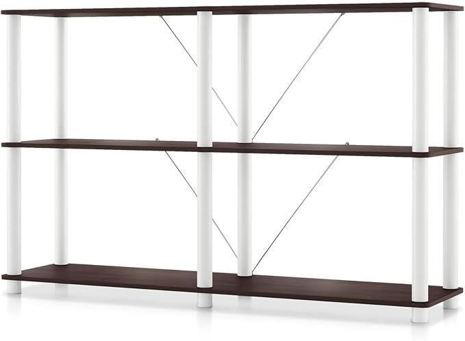 HOMES: Inside + Out Apexa Modern 3-Tier Extra Wide Shelving Units, Collectibles Display Shelves, Easy Assembly Console Table, Home Storage Organizer for Living Room, Bedroom, Office, Espresso