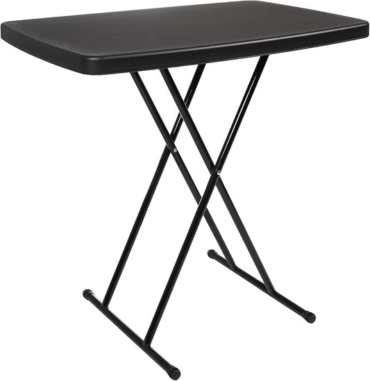 Folding Table - Lightweight Portable Folding Desk - Small Plastic Table for Camping, Playing Cards, and Crafting by Everyday Home (Black)-NeatNest