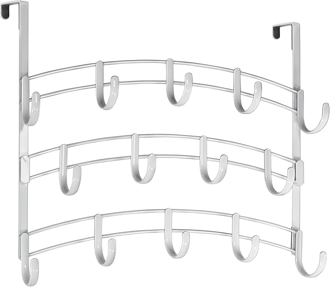 LYNK Professional® Home™ Over Door Hooks Rack - 14 Hook Over Door Hanger - Over Door Towel Rack - Hanging Towels or Clothes - Bathroom, Bedroom or Laundry Room - Lifetime Ltd. Warranty - White
