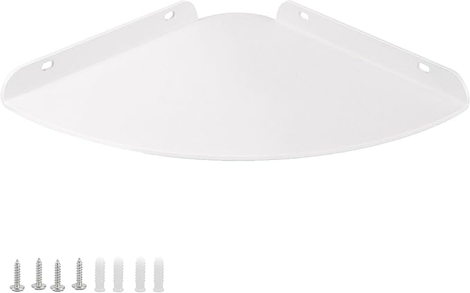 Small Wall Mounted Floating Corner Shelves 7 inch Metal Shelf Corner Shelf for Wall Storage, for Speaker, Cable Box (White)
