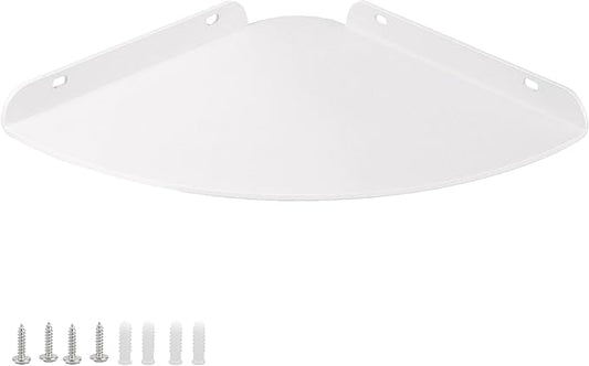 Small Wall Mounted Floating Corner Shelves 7 inch Metal Shelf Corner Shelf for Wall Storage, for Speaker, Cable Box (White)