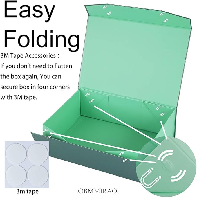Green Large Gift Box with Lid 13x9x4 Inch, Foldable Magnetic Gift Boxes,Groomsman Box Bridesmaid Proposal Box for Clothes-NeatNest
