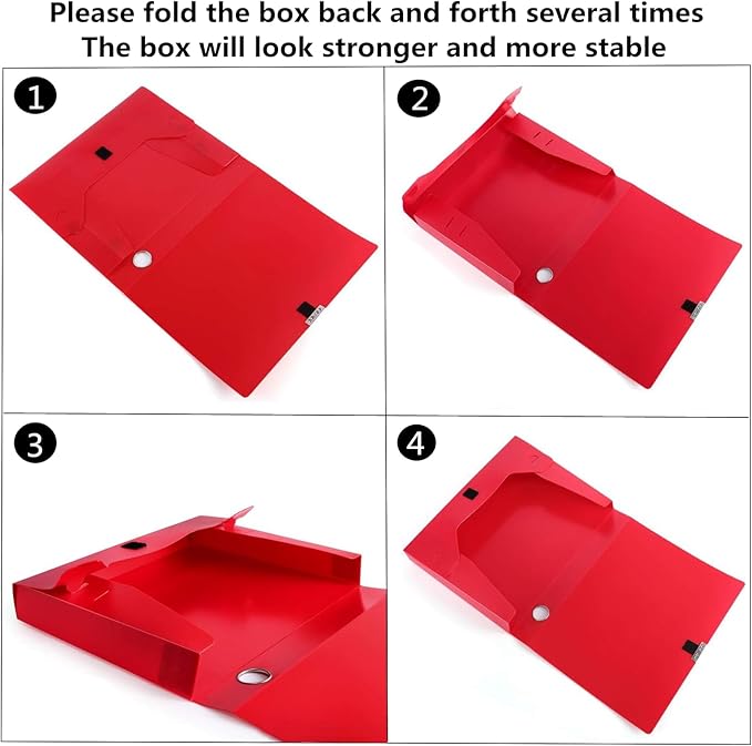 A4 Document Box Plastic Archive Cases with Lid, 31×24x4 cm, File Folder Organizer Document Storage File Boxes for Office, School, Letter Size Paper (Red (8 Packs))