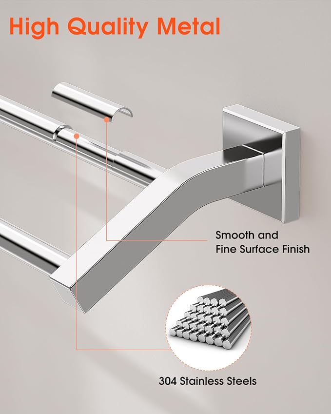 Alise Bath Double Towel Bars Towel Racks for Bathroom Lavatory,Wall Mount Towel Holder Heavy Duty SUS304 Stainless Steel Towel Hanger Towel Rail,Polished Chrome,32 Inch