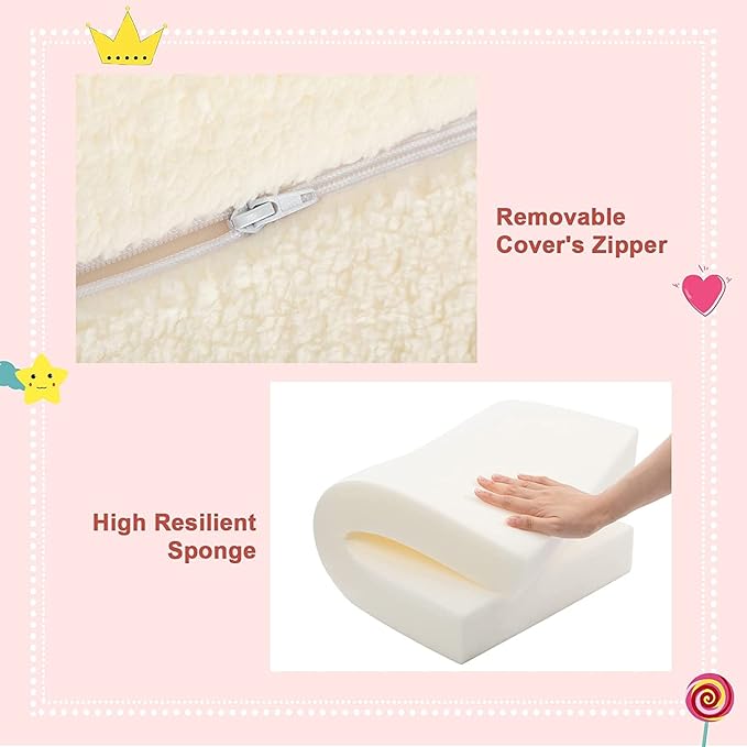 ALIMORDEN 2-in-1 Flip Out Cuddly Sherpa Kids Couch, Convertible Sofa to Lounger, Cream-NeatNest