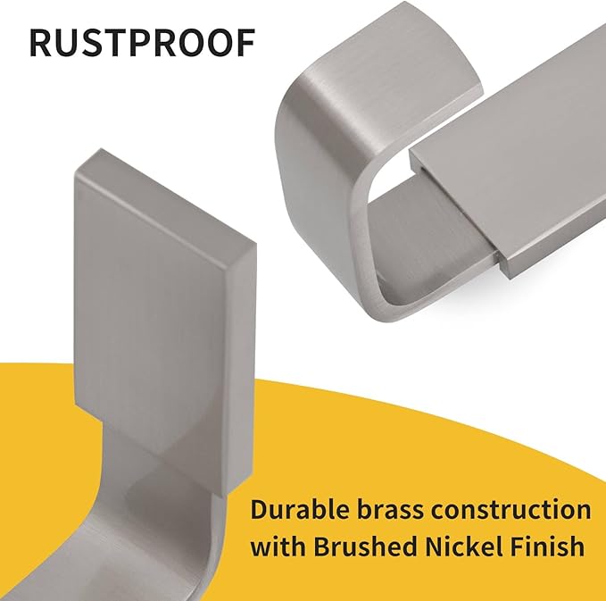 BESy Clothes Hook Single Towel Hooks for Bathroom Kitchen Garage Square Style Robe Hooks Coat and Hat Hook, Self Adhesive with Glue or Wall Mounted with Screws, Stainless Steel，Brushed Nickel-NeatNest