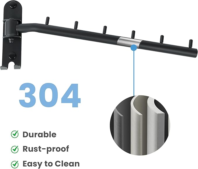 Clothing Racks for Hanging Clothes, Garment Racks Wall Mounted Clothes Bar-Hanger Holder Hooks Heavy Duty Folding Drying Rack Space Saving Clothing Hanging System Closet Storage Organizer-NeatNest