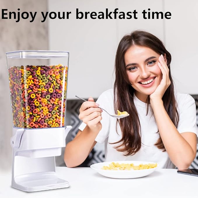 Cereal Dispenser Countertop with lids, 5L Organization and Storage Containers for Kitchen and pantry, Plastic Containers for food, Cereal, Rice, Beans, Grains, Nuts, Oatmeal, Pet food, White, 1Pc-NeatNest