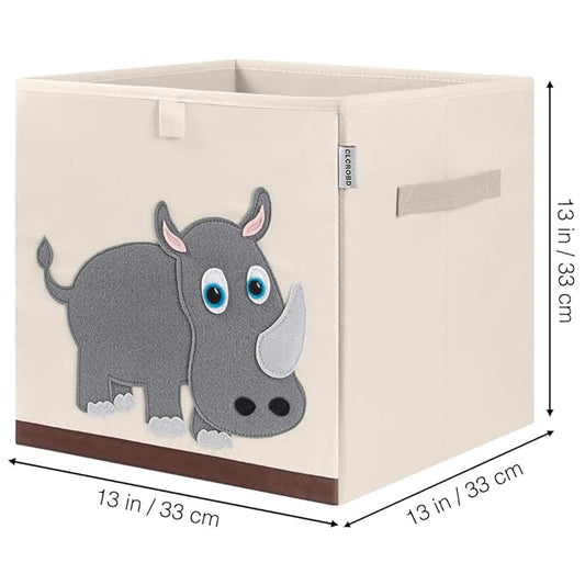 CLCROBD Foldable Animal Cube Storage Bins Fabric Toy Box/Chest/Organizer for Kids Nursery, 13 inch (Rhino)-NeatNest