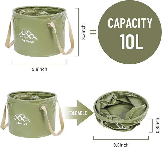 CIRCINUS Collapsible Water Bucket 5.28 gallons (20 liters) Portable wash Basin for Camping Fishing Travel Outdoor Gardening car Washing (Green)-NeatNest