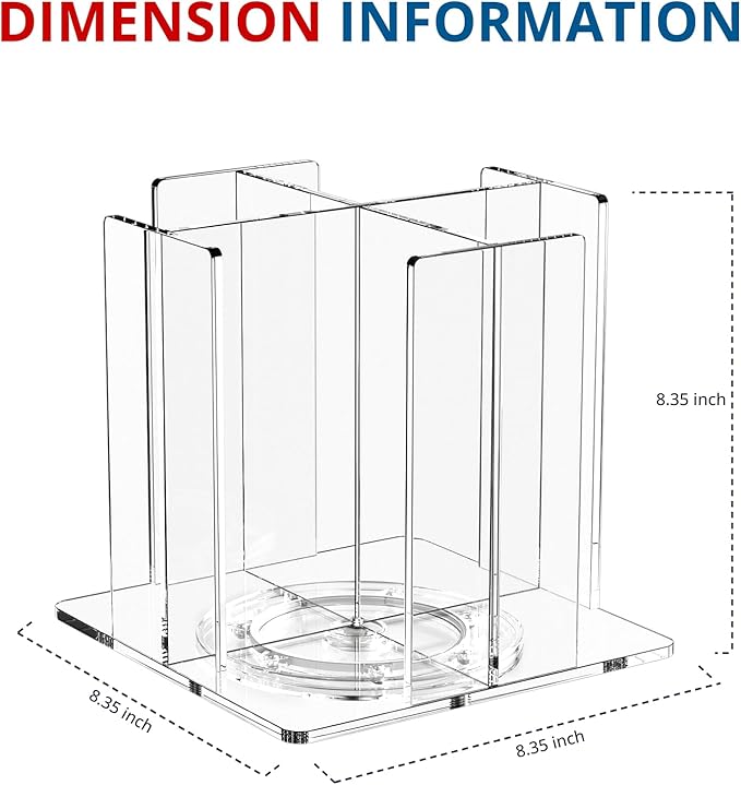 Cup and Lid Holder, 4 Compartment, Square | Rotating Coffee Cup Dispenser Lid Carousel for Restaurant, Buffet, Coffee Station, Bar, Countertop, Clear Acrylic-NeatNest