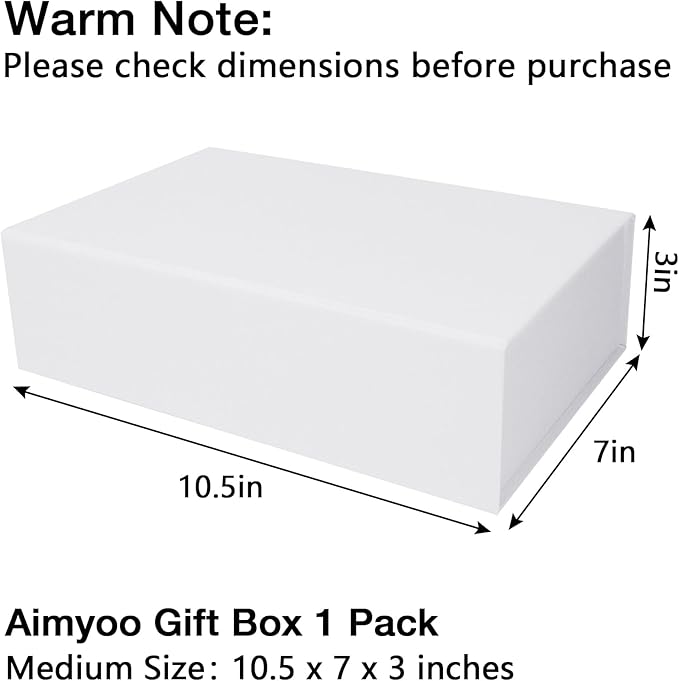 Aimyoo White Collapsible Gift Box with Magnetic Closure Lids 10.5x7x3 in, Bridesmaid Groomsman Proposal Boxes, Rectangle Storage Box 1 Pack-NeatNest
