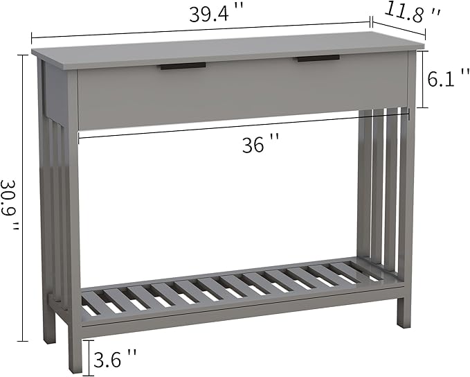Entryway Table Console Table with Drawer and Storage Shelf, Narrow Sofa Table Entrance Enter Way Hallway Foyer Behind Couch Table (Gray with Drawer)-NeatNest