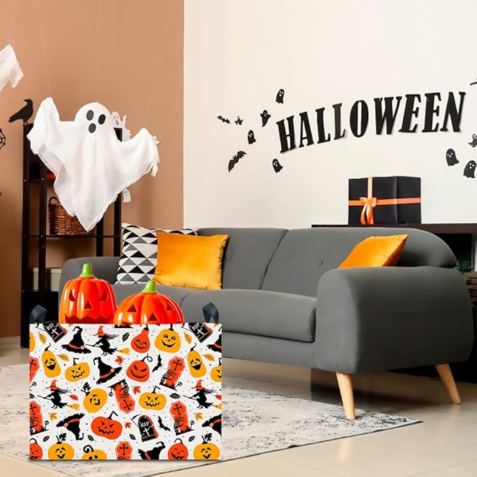 CLOCOR Rectangular Storage Basket Empty,Gift Basket for Kids,Waterproof Toy Storage Bin with Handles,Room Decor(Witch Halloween)-NeatNest