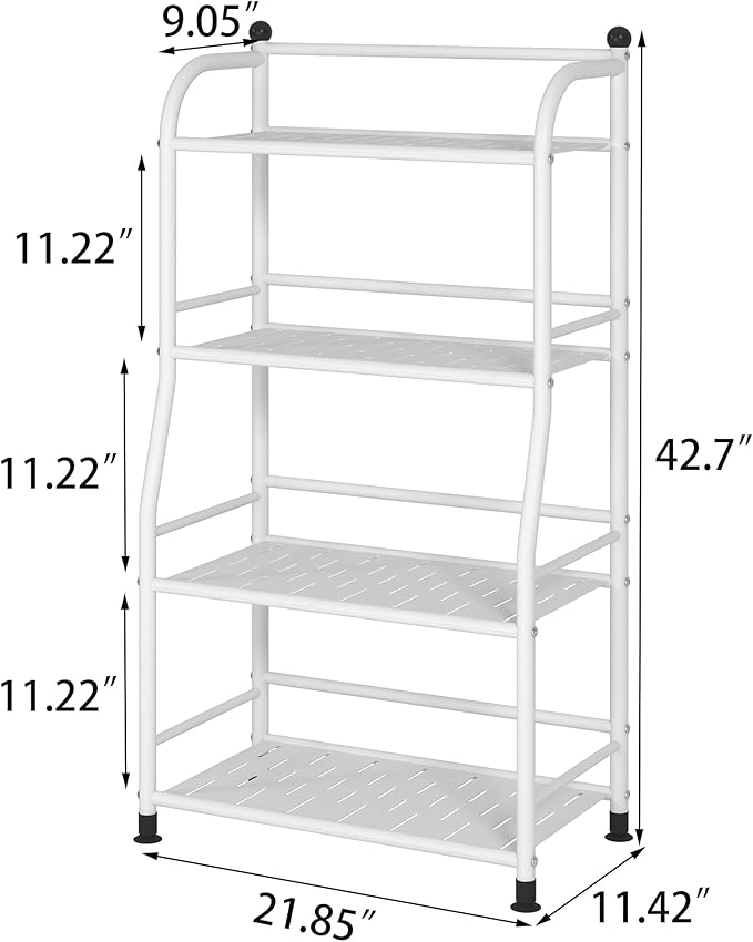 4 Tier Metal Shelf Storage Shelves Living Room Bookshelf Bathroom Corner Storage Rack for Kitchen,Indoor Plant Stand (Matte White, 4 Tier)-NeatNest