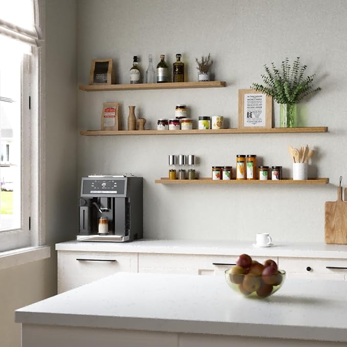Floating Shelves Wall Mounted Set of 2, Modern Wall Shelves for Storage with Lip, Display Picture Ledge Shelf for Wall Decor Bedroom Living Room Bathroom Kitchen - Oak-NeatNest