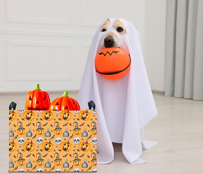 CLOCOR Rectangular Storage Basket Empty,Gift Basket for Halloween, Waterproof Storage Bin with Handles,Room Decor(Yellow Pumpkin)-NeatNest