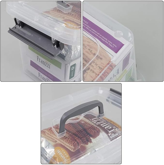 Bringer 6-Pack 5 L Clear Plastic Storage Box, Small Storage Latch Bin-NeatNest
