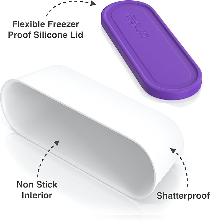 BALCI - Ice Cream Container - 2 Quart - Perfect Reusable Freezer Storage for Homemade Ice Cream Tubs for Sorbet, Frozen Yogurt and Gelato! - Flexible Silicone Lids, Long Scoop, Stackable - Purple