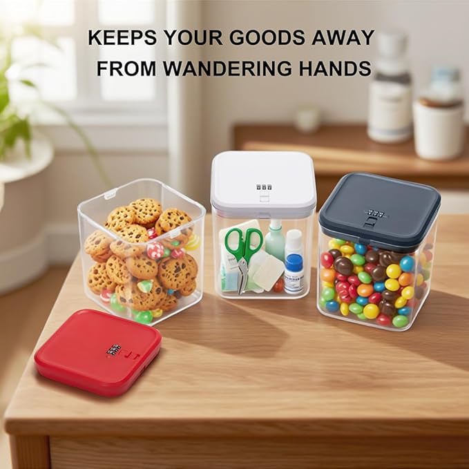 Clear Lock Box for Medicine Safe,Food, Snacks, Phone - Secure Lockable Storage Container Tank with Combination for Kitchen, Office, School, Hospital (5.6×5.6×6.3 Inch)-NeatNest
