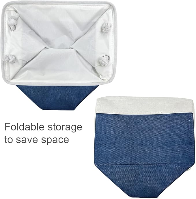 TheWarmHome Organization and Storage for Organizing - 3 Pack 16x12x12 inch Cube Storage Bin for Shelves, Fabric Storage Cubes for Closet Cloth Organizer Gift Toy (White & Jean Blue)-NeatNest