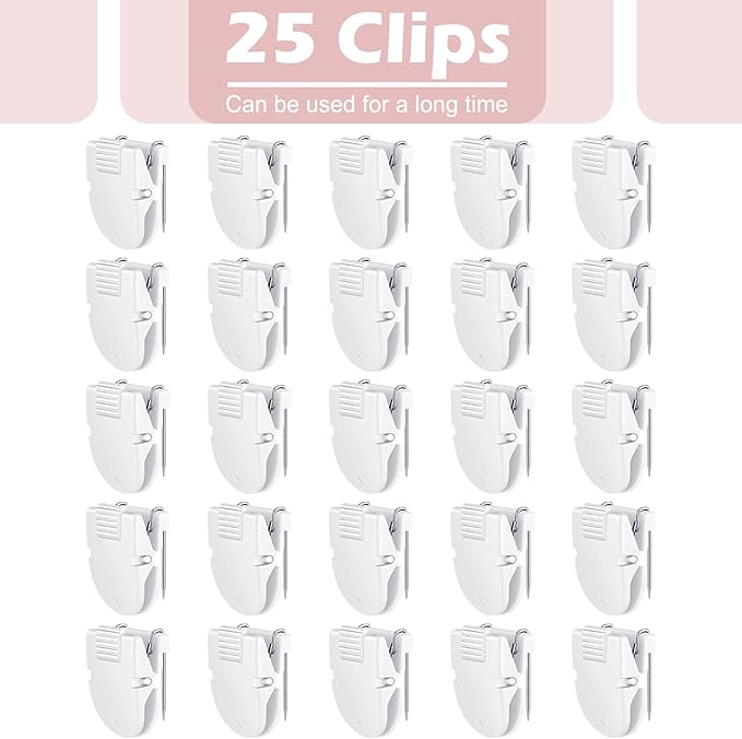 25 Pcs Cubicle Clips Fabric Panel Cubicle Accessories Fabric Partition Panel Wall Clip Office Photos Wall for Notes Memos Standard Size, 40-Sheet Capacity (White)