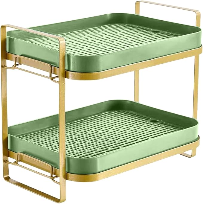 Cup Drying Rack Stand 2 Tier Organizer Countertop Station Shelf Strong Carbon Steel Multi-Functional Storage Organizer for Home Office Kitchen Coffee Cups, Mugs, Glass Cups Etc Avocado-NeatNest