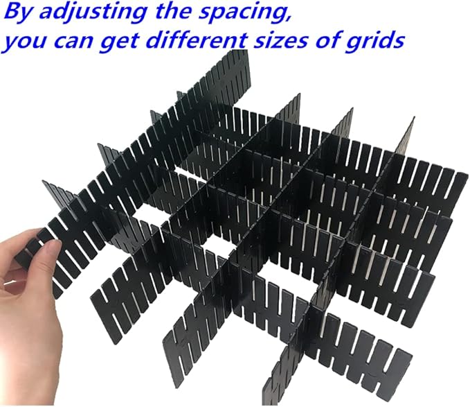 8pcs DIY Plastic Drawer Organizer Adjustable Drawer Dividers for Home Tidy Closet, Socks, Underwear, Office School Supplies, Kitchen Utensil Tools (Black)-NeatNest