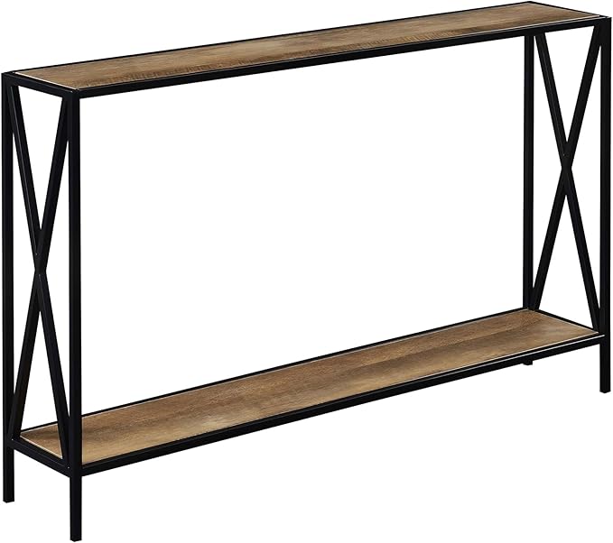 Convenience Concepts Tucson Console Table 47.25" - Modern Sofa Table with Storage Shelf, Entryway Hall Table for Living Room, Weathered Barnwood/Black-NeatNest
