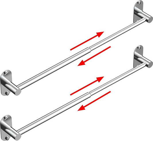 Towel Bar, Adjustable 14.4inch - 25.2inch Towel Rack, Self Adhesive & Wall Mounted for Bathroom Kitchen Hand Towel Holder Cloths Hanger SUS 304 Stainless Steel Organizer Single Bar(Chrome)