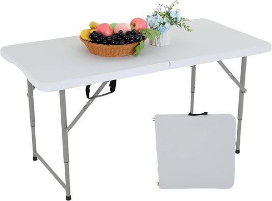FDW Folding Half Portable Foldable Table for Parties Backyard Events (White, 6 FT 70 * 29) (White, 4 FT)-NeatNest