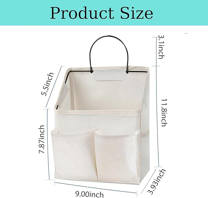 2 Pack Wall Hanging Storage Basket,Wall Hanging Organizer Bags with Pockets, Wall organizer Storage for Dormitory Bathroom Bedroom Kitchen(White-upgraded)-NeatNest