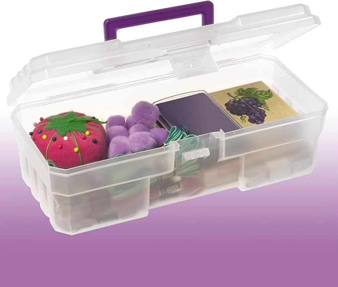 Akro-Mils 12-Inch ProBox Plastic Art Supply, Hobby or Craft Storage Toolbox, Model 09912CLPUR, (12-Inch x 5-1/2-Inch x 4-Inch), Clear, 6-Pack-NeatNest
