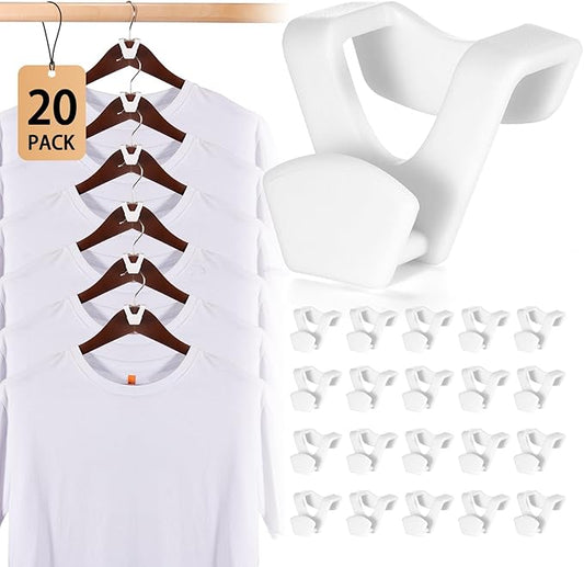 HOUSE DAY Space Saving Hangers 20 Pack, Clothes Hanger Connector Hooks, Heavy Duty Closet Space Saver, Small Space Solutions, Cascading Dorm Room Closet Organizer and Storage - White-NeatNest