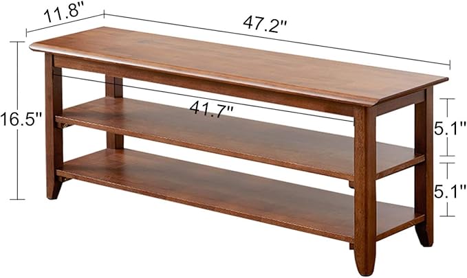 XKZG Storage Bench Wooden Shoe Rack Bench Rustic Solid Wood Entryway Bench (Brown,47.2")-NeatNest