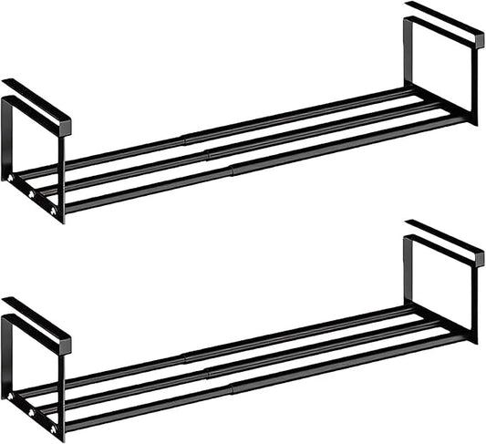 Expandable Shoe Rack Organizer - Adjustable Shoe Rack & Under Cabinet Shelf - for Shoe or Clothing Storage and Organization, Under Shelf Storage (Black,2 Pcs)-NeatNest