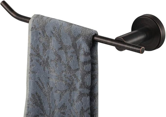 JQK Hand Towel Bar Oil Rubbed Bronze, Stainless Steel Towel Ring for Bathroom, 9 Inch Necklace Holder Wall Mount Left Hand, TR101-ORB